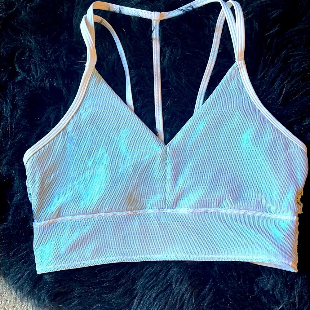 Holographic racer back sports bra